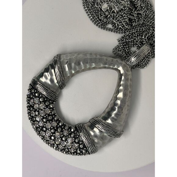 Macy's Antique Matte with Crystals Pendant Necklace - Picture 1 of 4